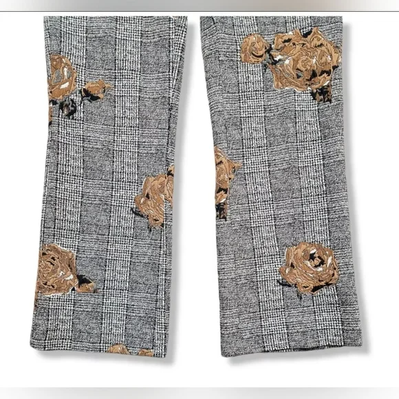 Mos Mosh Ivana shannon Checkered Pants Crop Dress Trousers Floral Appliqué 27 - Picture 7 of 12